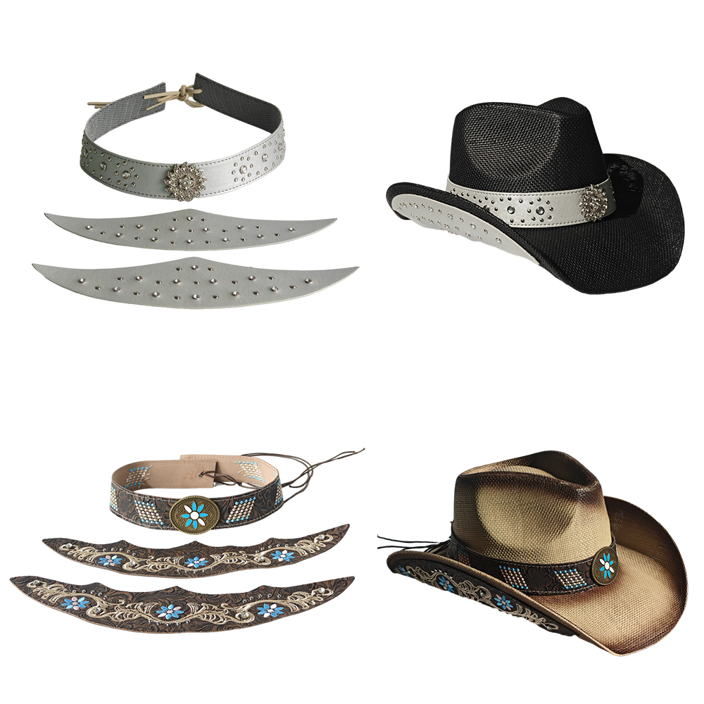 Cowboy Hat Straw - Kovboy Şapkası Üç Parçalı Set Aksesuarları