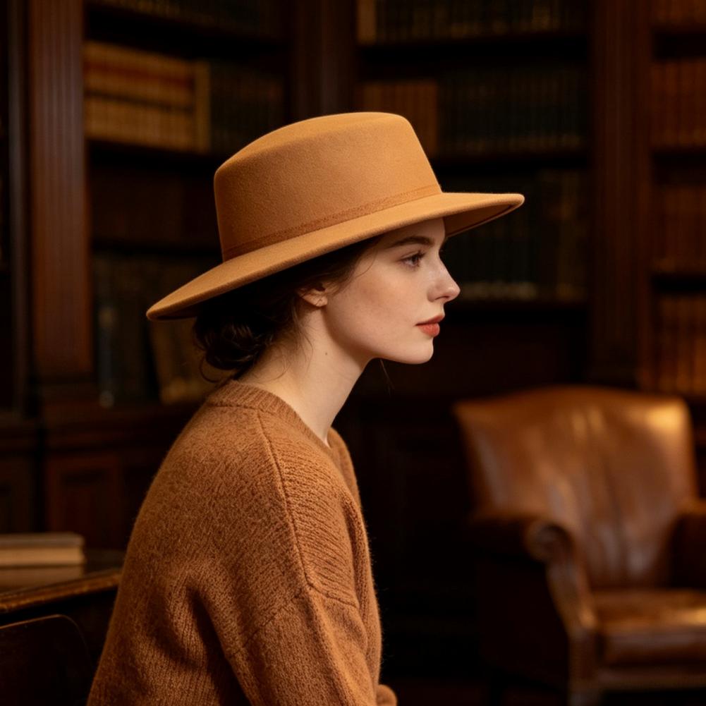 Fedora Hat Wool - Şık Akşam Yemeği Partisi Şapkası, Düz