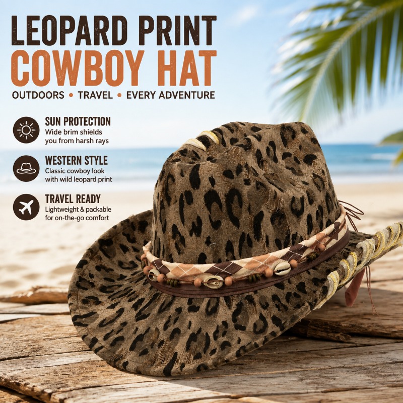 Leopar Desenli Batı Kovboy Şap - Cowboy Hat Straw incelemesi ve fiyatı